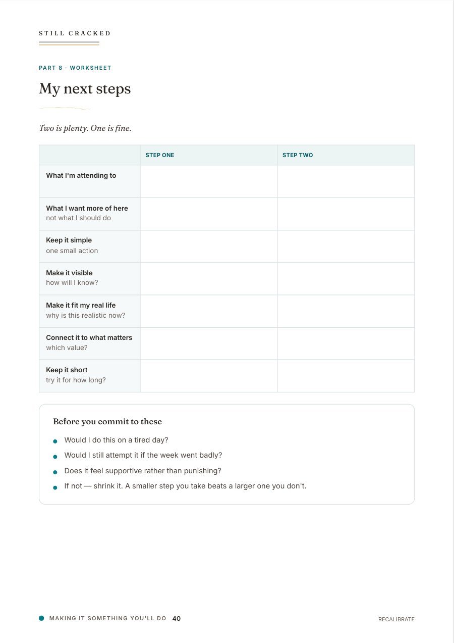 RECALIBRATE page 40: My next steps worksheet